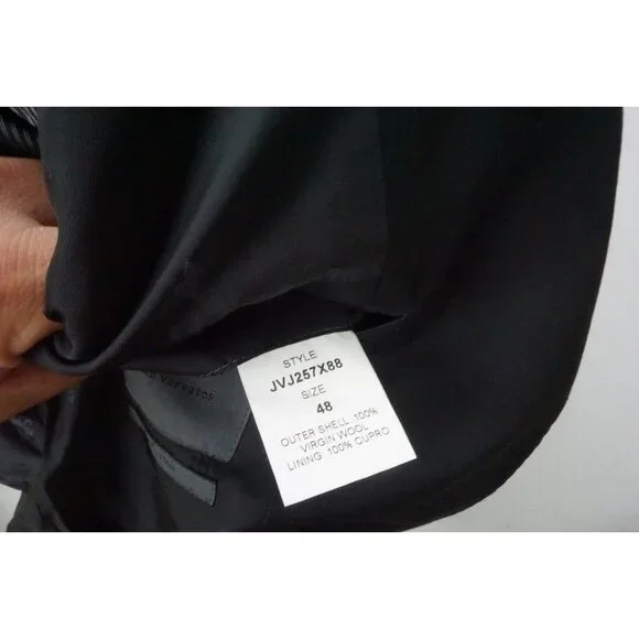 John Varvatos Solid Black 100% Wool Sport Coat Jacket Sz 38 Brand New